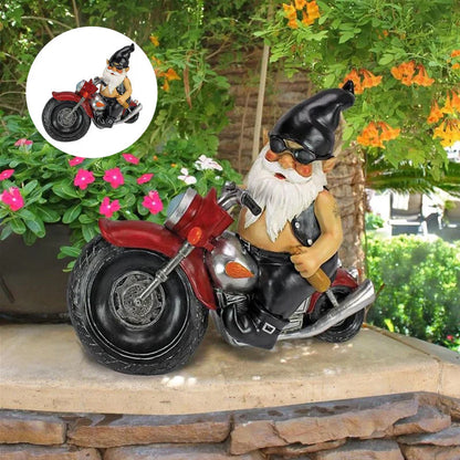 Une Drôle de Statue de Gnomes en Moto - L' Accroche - Regard pour le Jardin & la Maison