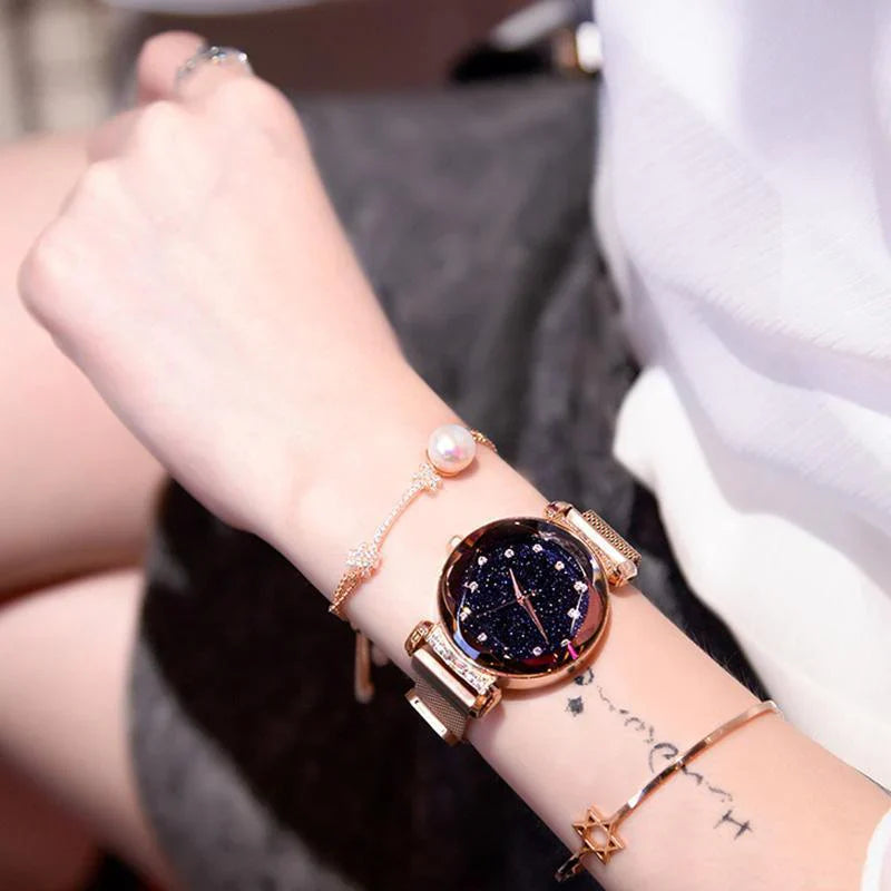 Montre Étanche avec Design de Ciel Étoilé pour les Filles