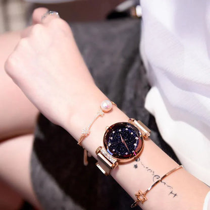 Montre Étanche avec Design de Ciel Étoilé pour les Filles
