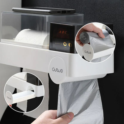 Boîte de Rangement pour Salle de Bain 3 en 1 Montée sur le Mur