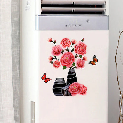Set de Tatouages Muraux 3d de Fleurs - Bricolage Vase de Plantes
