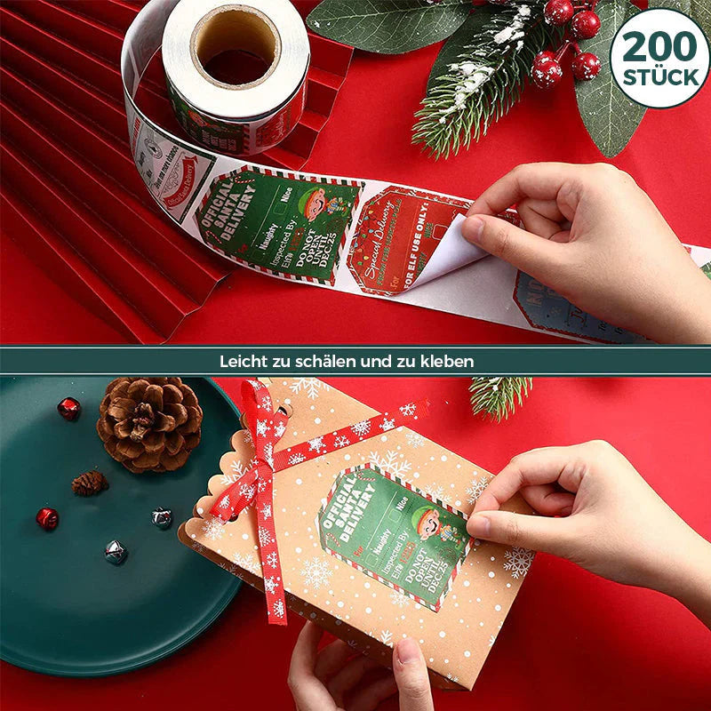 Rouleau D' Autocollants Cadeaux de Noël (200 Pièces)