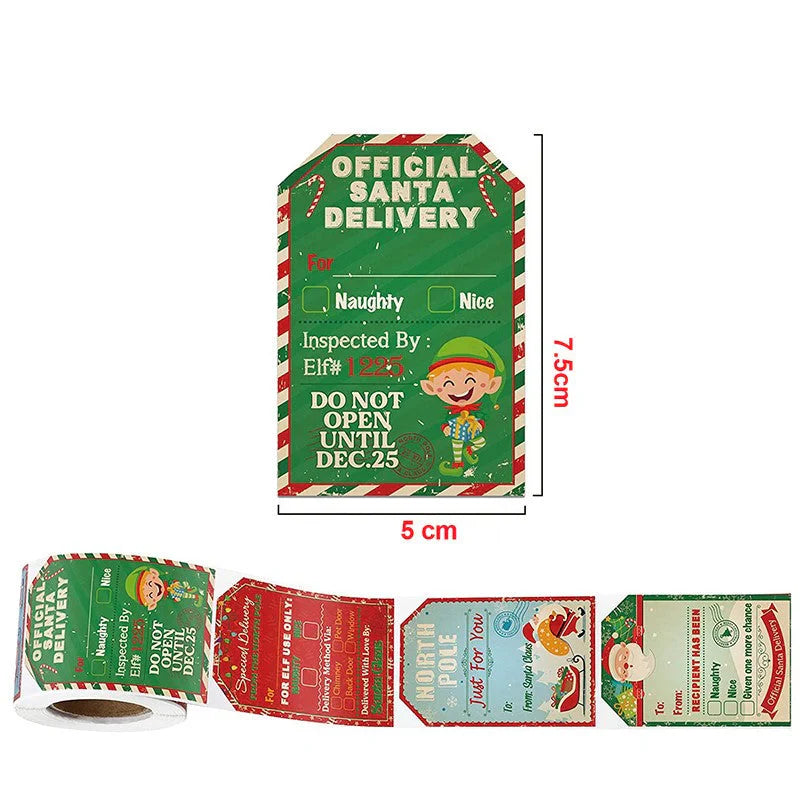 Rouleau D' Autocollants Cadeaux de Noël (200 Pièces)