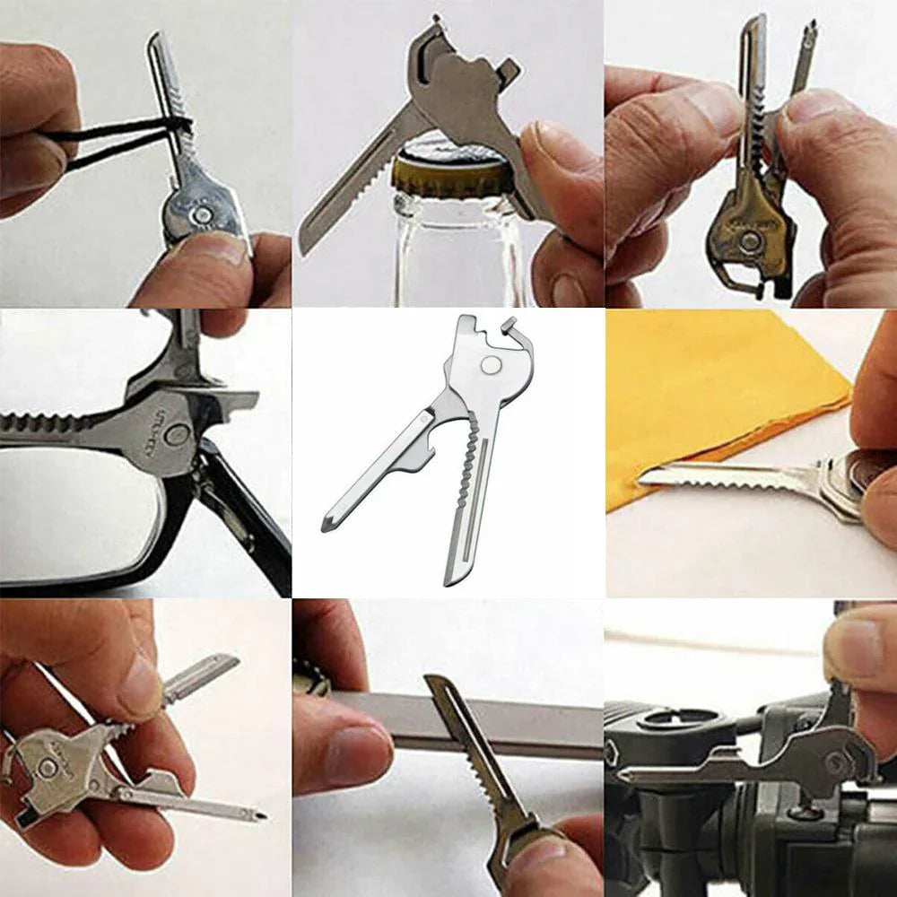 Mini-outil 6 en 1 Porte-clés en Acier Inoxydable