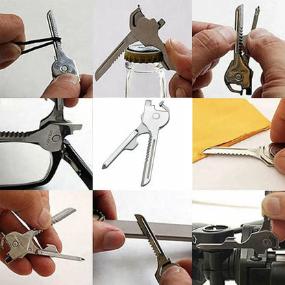 Mini-outil 6 en 1 Porte-clés en Acier Inoxydable