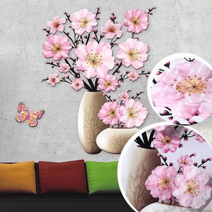 Set de Tatouages Muraux 3d de Fleurs - Bricolage Vase de Plantes