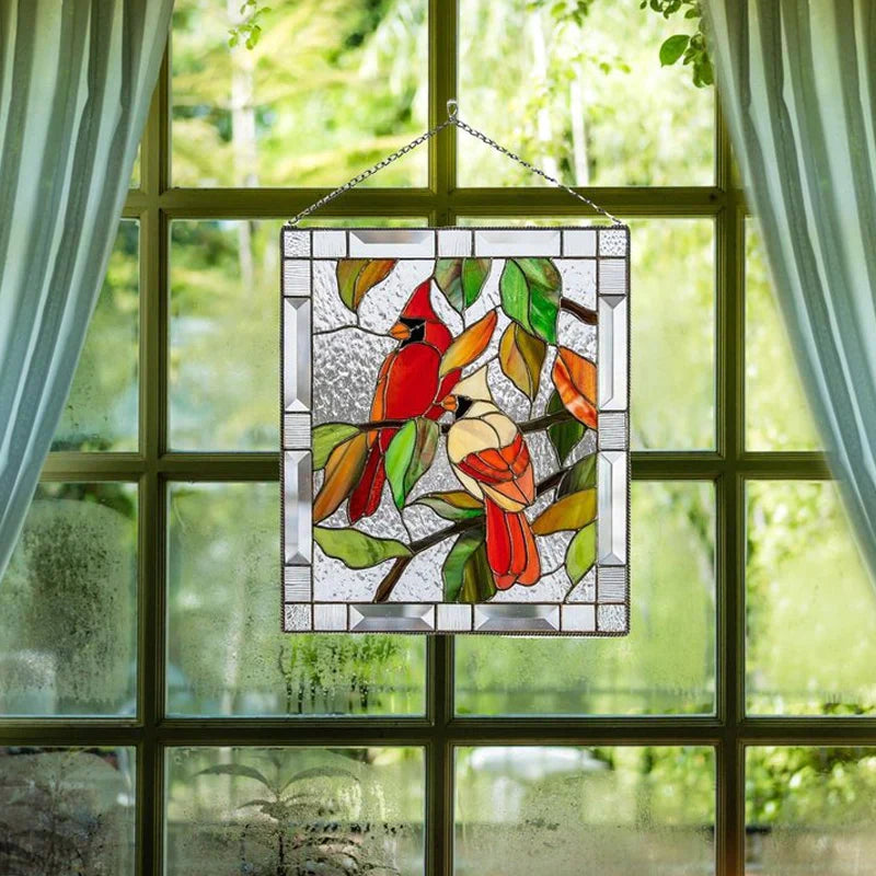Pendentifs Oiseaux en Verre Coloré pour Décoration de Fenêtre