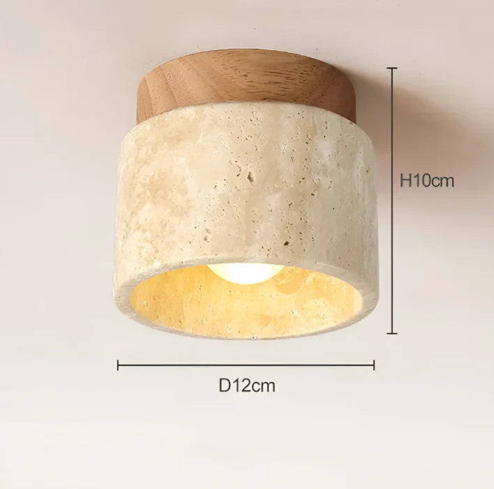 Lampe de Plafond Japonaise en Marbre Jaune de Style Wabi - Sabi