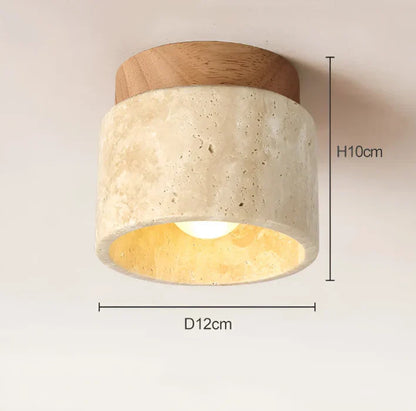 Lampe de Plafond Japonaise en Marbre Jaune de Style Wabi - Sabi
