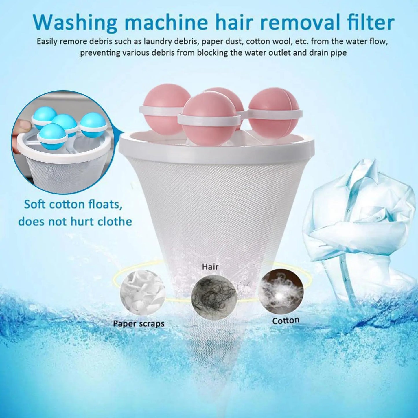 Sachets de Filtration des Cheveux pour le Lave - Linge