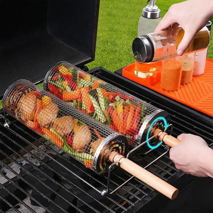Cage de Gril Rotative en Acier Inoxydable