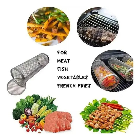 Cage de Gril Rotative en Acier Inoxydable
