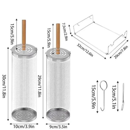 Cage de Gril Rotative en Acier Inoxydable