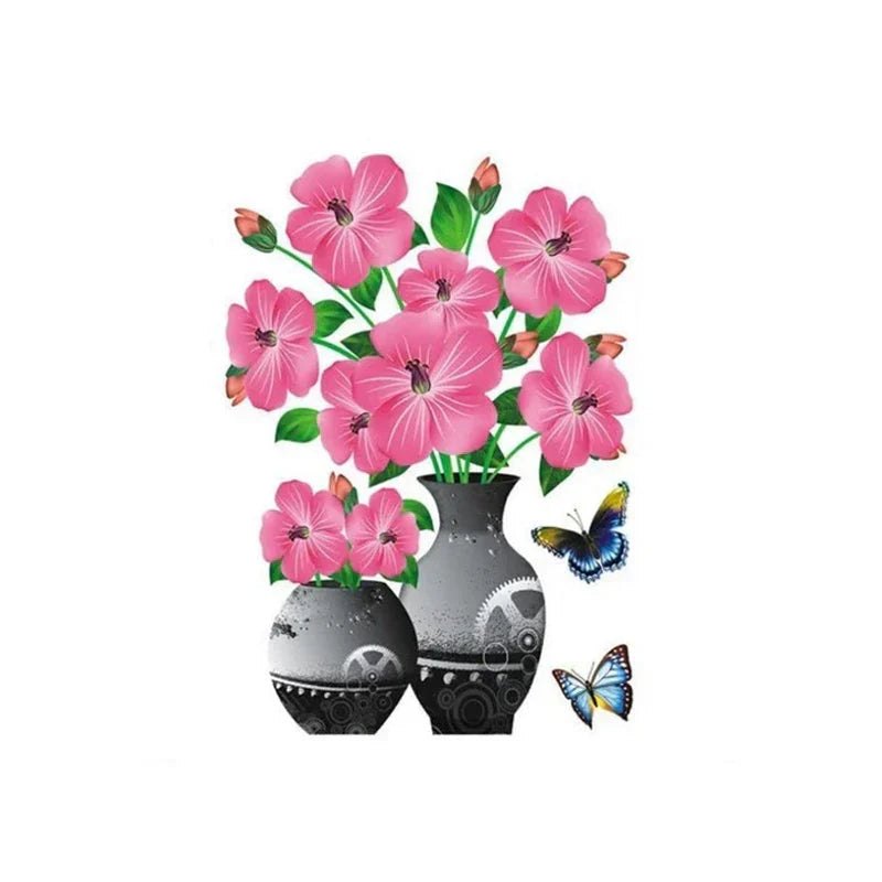 Set de Tatouages Muraux 3d de Fleurs - Bricolage Vase de Plantes