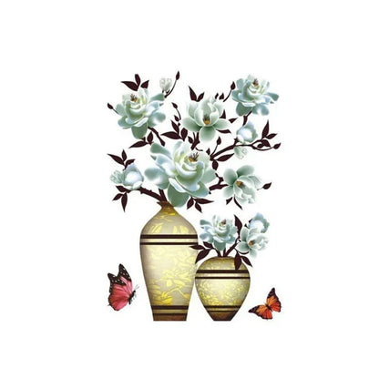 Set de Tatouages Muraux 3d de Fleurs - Bricolage Vase de Plantes