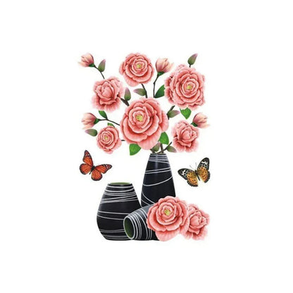 Set de Tatouages Muraux 3d de Fleurs - Bricolage Vase de Plantes