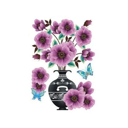 Set de Tatouages Muraux 3d de Fleurs - Bricolage Vase de Plantes