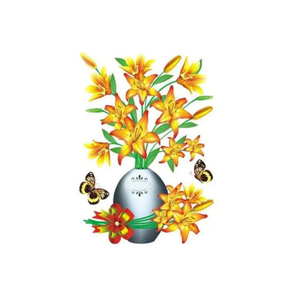Set de Tatouages Muraux 3d de Fleurs - Bricolage Vase de Plantes