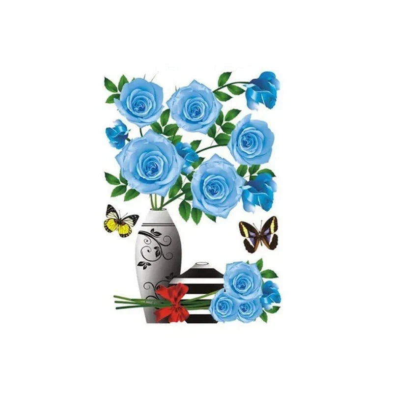 Set de Tatouages Muraux 3d de Fleurs - Bricolage Vase de Plantes
