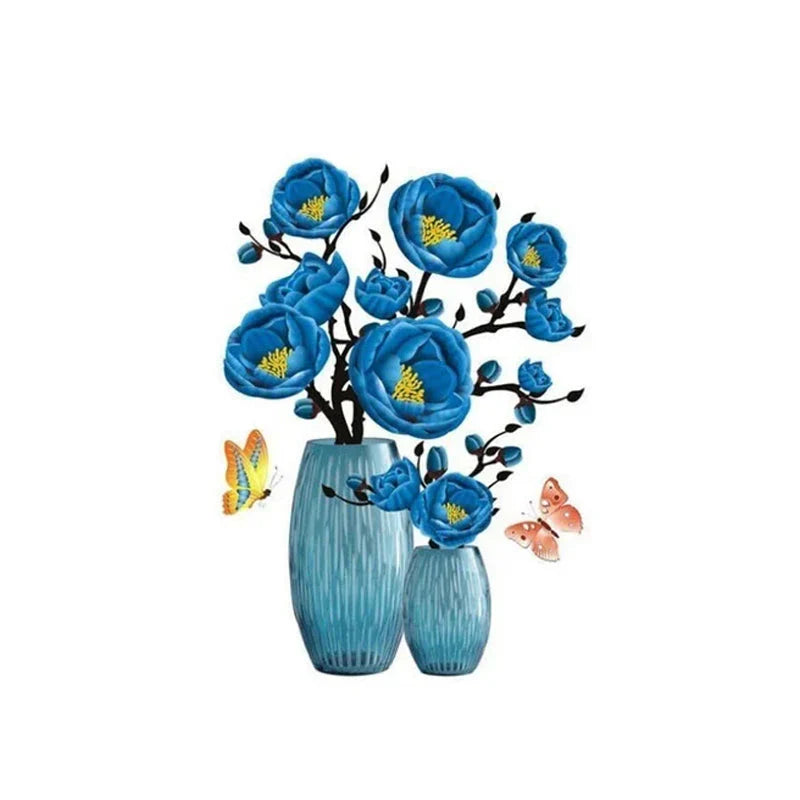 Set de Tatouages Muraux 3d de Fleurs - Bricolage Vase de Plantes