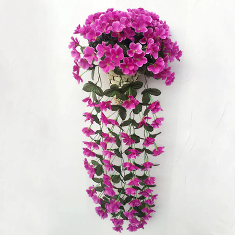 Corbeille Décorative Suspendue avec des Violettes Artificielles - L' Élégance pour Ta Maison!